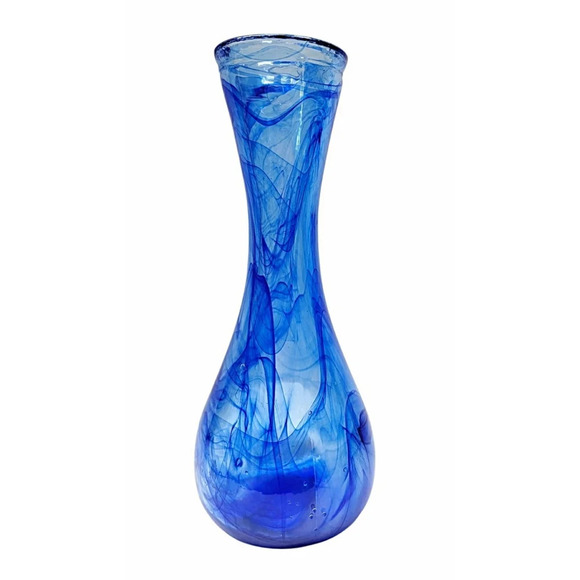Cobalt Blue Swirl Glass Vase - Picture 2 of 6